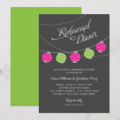紙のランタン ピンク 緑 結婚式 リハーサル ディナー 招待状 (正面/裏面)