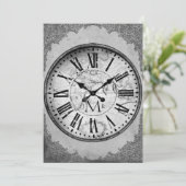 紙のヴィンテージ時計を使った結婚1周年 招待状 (スタンド正面)