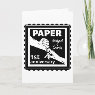 紙の伝統的な最初の結婚記念日 カード