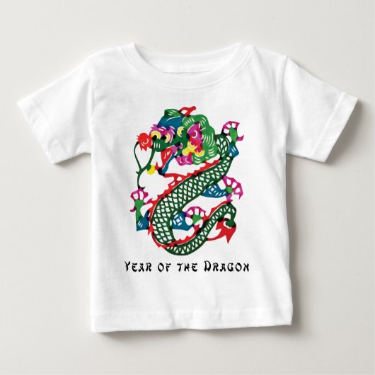 紙の切口の辰年のTシャツ ベビーTシャツ (正面)