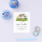 紙の水彩画の家の花柄の新しい住所 チラシ (シングル)