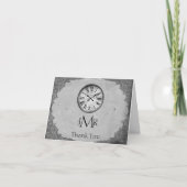 紙の第1記念日のヴィンテージの時計は感謝していしています サンキューカード (正面)