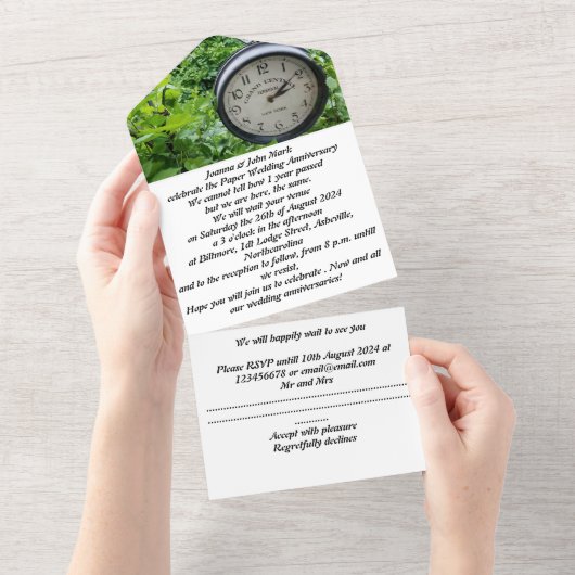 紙の結婚1周年招待状 オールインワン招待状 (貼ってはがせる)