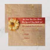 紙の花びらオレンジの花 バット・ミツバ祭 招待状 (正面/裏面)