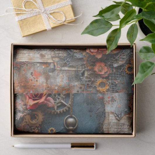 紙の花、時計とギア混合媒体 薄葉紙 (ギフト)