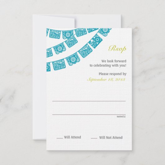 紙の装飾の返信 ウェディング 出欠カード (正面)