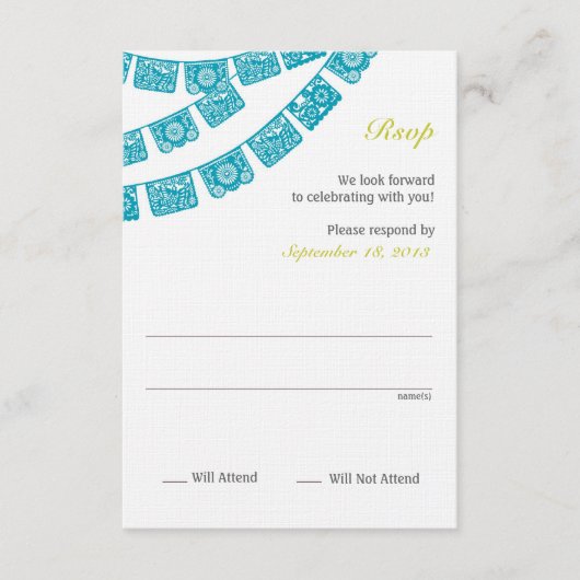 紙の装飾の返信 ウェディング 出欠カード (正面)