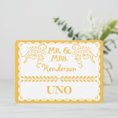 紙の装飾テーブルナンバー ゴールド フィエスタ ウェディング 招待状 (スタンド正面)