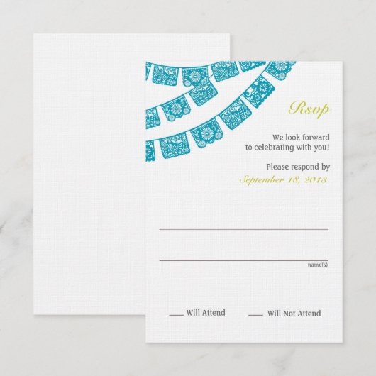 紙の装飾（パペル・ピカド）付 RSVP ウェディング (正面/裏面)