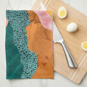 紙の風景,破れた,裂けた縁,緑,錆, キッチンタオル (四つ折り)