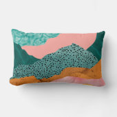 紙の風景、裂けたエッジ、緑と錆 ランバークッション (正面)