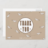 紙の飛行機とのかわいくモダンなサンキューカード サンキューカード (正面/裏面)