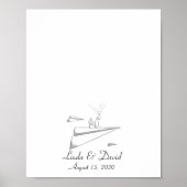 紙の飛行機に座るカップルの指紋ブックのポーズ ポスター (正面)