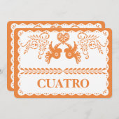 紙の飾り(パペル・ピカド) クアトロ 4 テーブルナンバー ゴールド フィエスタ (正面/裏面)