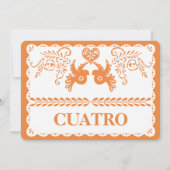紙の飾り(パペル・ピカド) クアトロ 4 テーブルナンバー ゴールド フィエスタ (裏面)