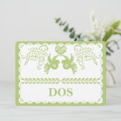 紙の飾り（パペル・ピカド）　テーブルナンバー２　ゴールド　フィエスタ 招待状 (スタンド正面)