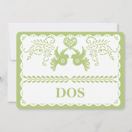 紙の飾り（パペル・ピカド）　テーブルナンバー２　ゴールド　フィエスタ 招待状 (正面)