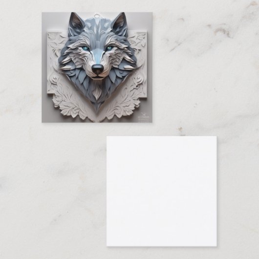 紙はオオカミの頭の3Dボリューム彫刻である。100 スクエア名刺 (正面/裏面)