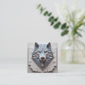 紙はオオカミの頭の3Dボリューム彫刻である。100 スクエア名刺 (スタンド正面)