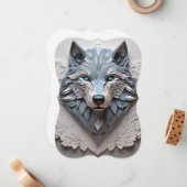 紙はオオカミの頭の3Dボリューム彫刻である。100 ノートカード (正面/裏面インサイチュ)