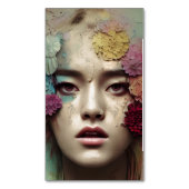 紙ひび割れ色絵を描あせ動揺してヴィンテージ女性 マグネット名刺 (正面縦)