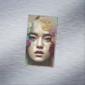 紙ひび割れ色絵を描あせ動揺してヴィンテージ女性 マグネット名刺 (インサイチュ)