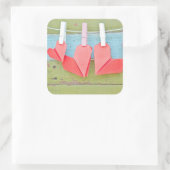 紙ぶら下がったハートの物干し スクエアシール (バッグ)