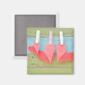 紙ぶら下がったハートの物干し マグネット (正面/裏面)