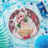 紙よくはしゃぐプレートメンターピグロマンチックラブ ペーパープレート (パーティー)