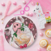 紙よくはしゃぐプレートメンターピグロマンチックラブ ペーパープレート (パーティー)