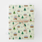 紙をモミの木や家で包む ラッピングペーパーシート (インサイチュ)