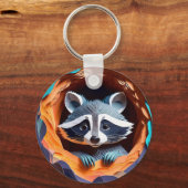 紙アートベビーラクーンインツリー3D キーホルダー (正面)