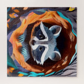 紙アートベビーラクーンインツリー3D ジグソーパズル (横)