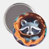 紙アートベビーラクーンインツリー3D マグネット (正面/裏面)