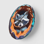 紙アートベビーラクーンインツリー3D ラウンド壁時計 (傾斜)