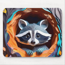 紙アート折り紙ベビーラクーンインツリー3D マウスパッド