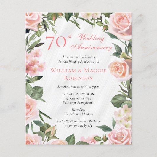 紙エレガントピンクフローラ70周年記念パーティー (正面)