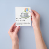 紙エレファントブルーボーイベビーシャワーありがとう チラシ (手)