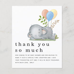 紙エレファントブルーボーイベビーシャワーありがとう チラシ