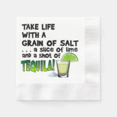 紙カクテルナプキンス – ライフ、ライム、塩、テキーラ 縁ありカクテルナプキン (正面)