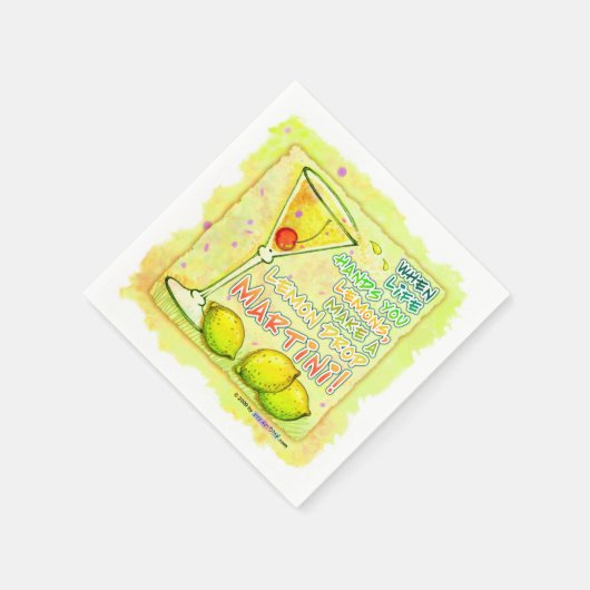 紙カクテルナプキンス – レモンドロップマルティーニを作る スタンダードカクテルナプキン (角)