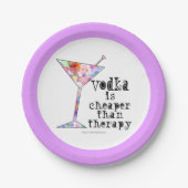 紙カクテルプレート、ウォッカ、セラピーより安い ペーパープレート (正面)