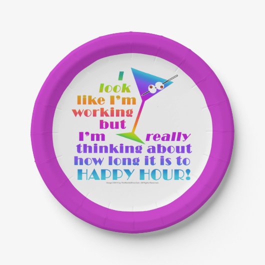 紙カクテルプレート – ハッピーアワーマルティニグラス ペーパープレート (正面)