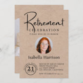 紙カスタムの背景の退職に関する写真 招待状 (正面/裏面)