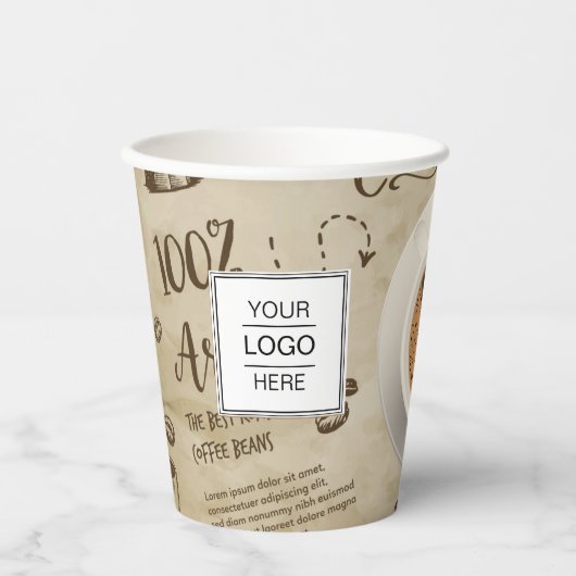 紙カスタムカップのロゴブランドコーヒーショップ 紙コップ (正面)