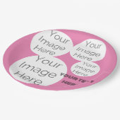 紙カスタムピンクフォトコラージュプレート追加4写真 ペーパープレート (アングル)