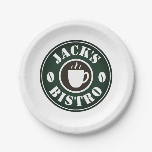 紙カスタムプレートとコーヒー豆ビジネスロゴ ペーパープレート (正面)