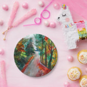 紙カスタムプレート秋の景観水色 ペーパープレート (パーティー)