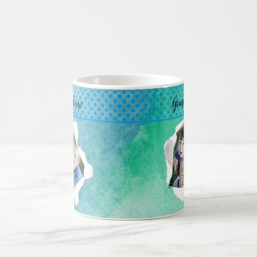 紙カスタムホールフォトブルーグリーンテンプレート コーヒーマグカップ (中央)