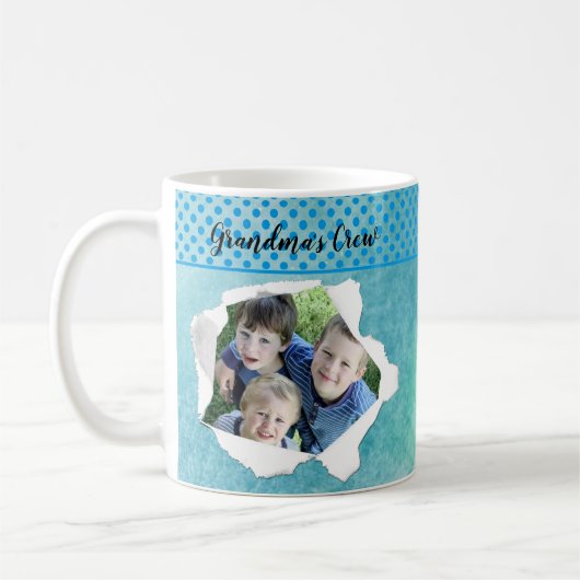 紙カスタムホールフォトブルーグリーンテンプレート コーヒーマグカップ (左)